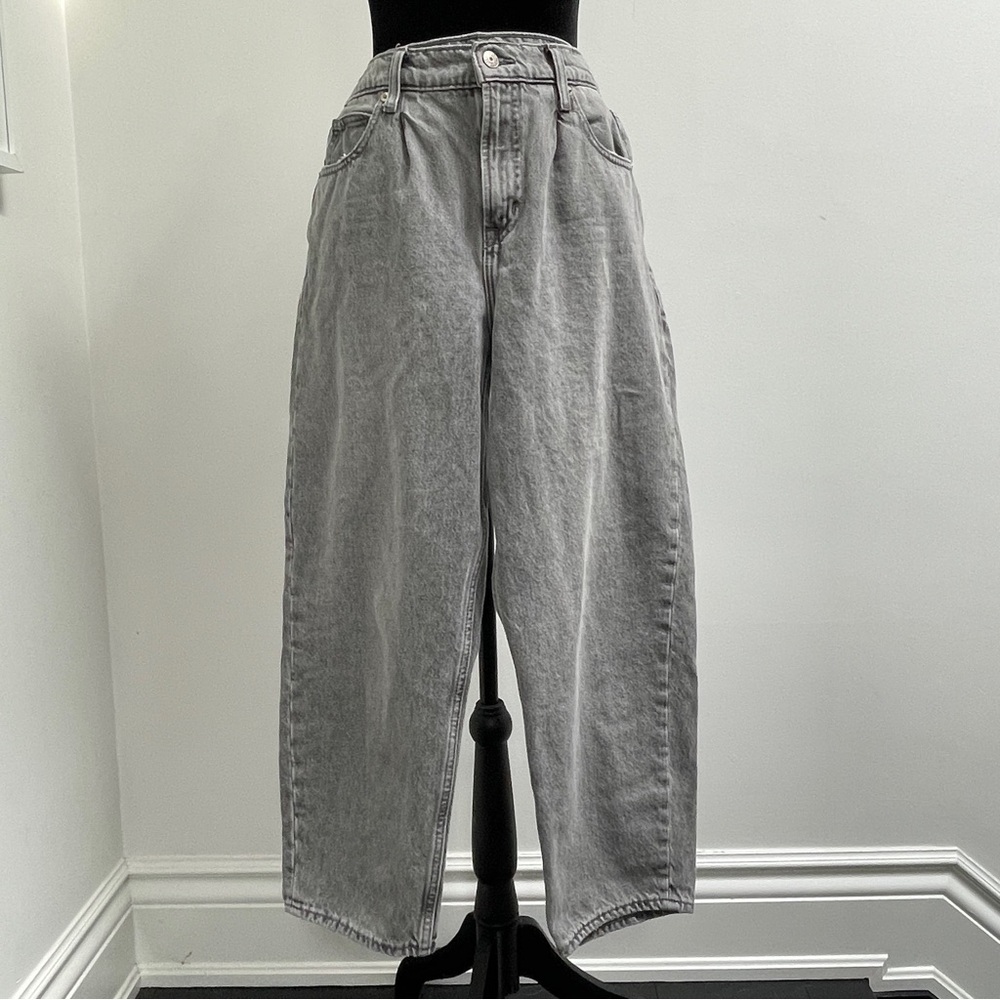 GAP High Rise Barrel Jeans Gray Wash Cropped Denim Size 10